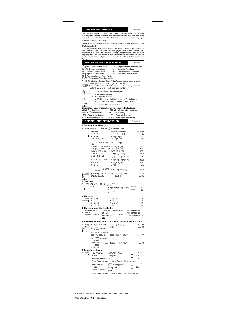 CITIZEN SDC-435II User Manual | Page 5 / 16