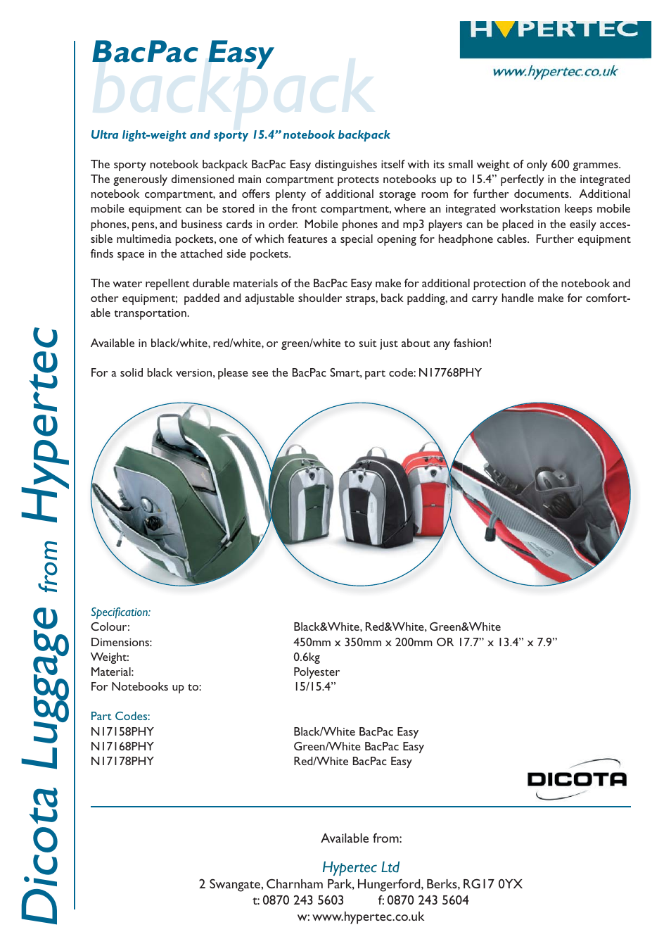 Hypertec N17158PHY User Manual | 1 page