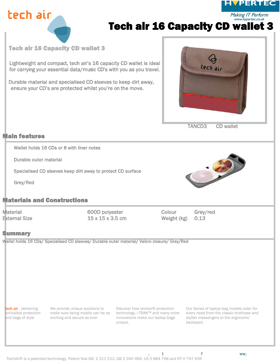 Hypertec CD wallet TANCD3HY User Manual | 1 page