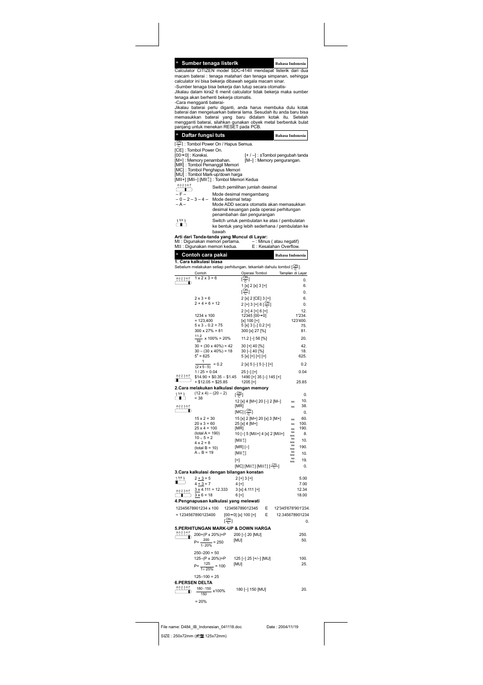 CITIZEN SDC-414II User Manual | Page 13 / 16