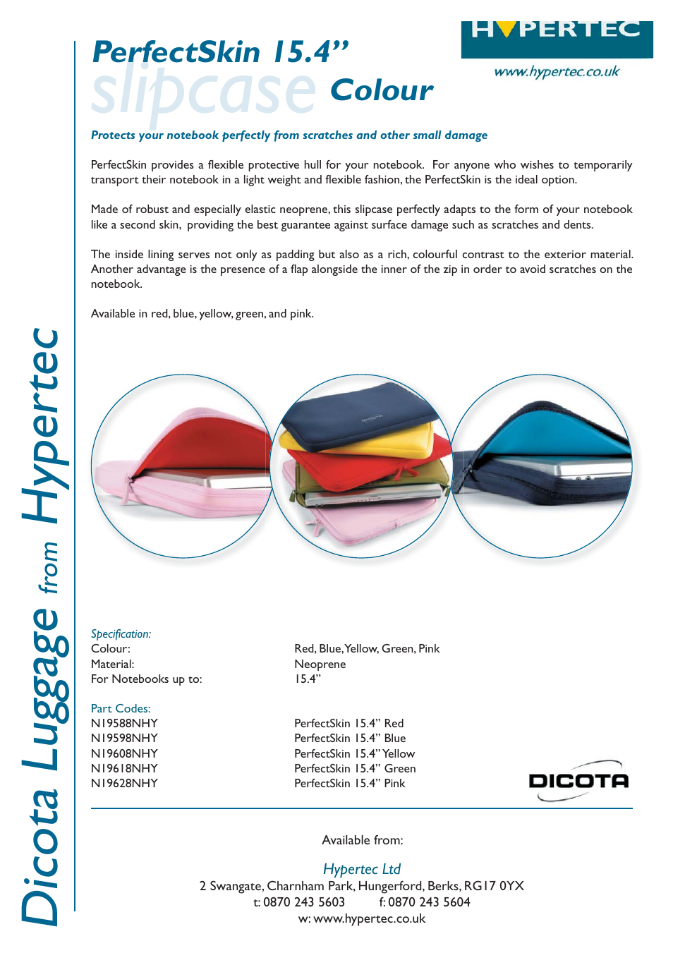 Hypertec PerfectSkin 15.4 N19628NHY User Manual | 1 page