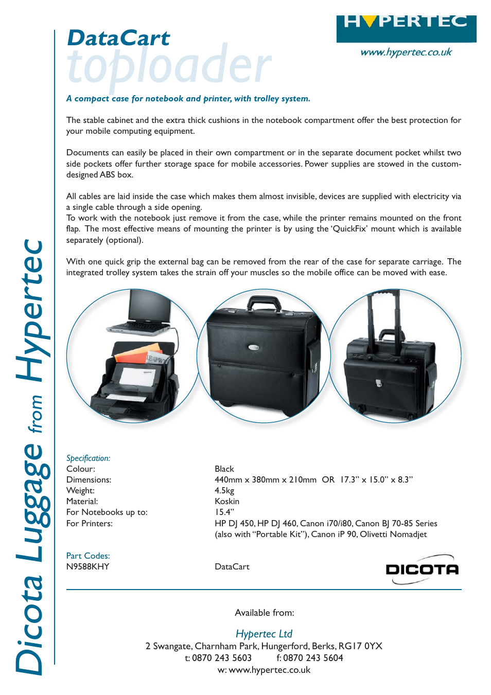 Hypertec DataCart N9588KHY User Manual | 1 page