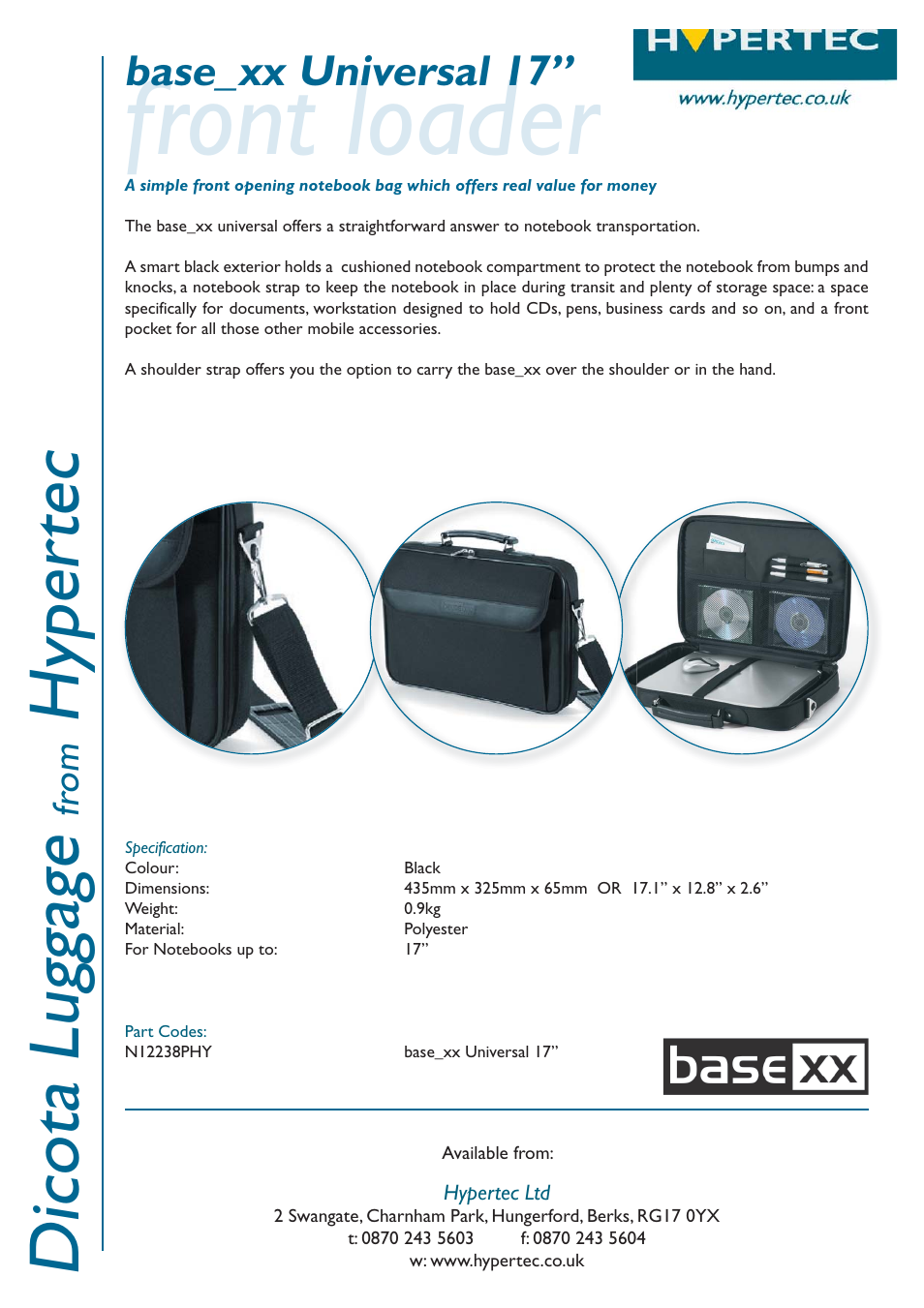 Hypertec Dicora Luggage N12238PHY User Manual | 1 page