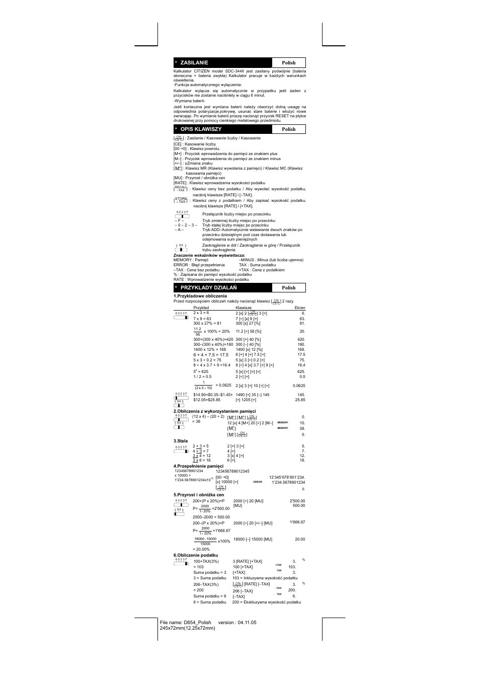 CITIZEN SDC-344II User Manual | Page 11 / 16