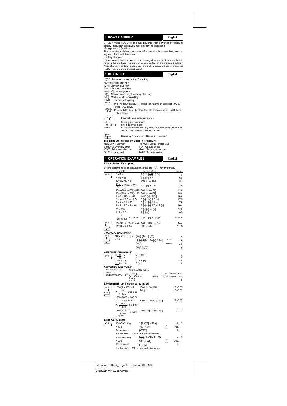 CITIZEN SDC-344II User Manual | Page 2 / 16
