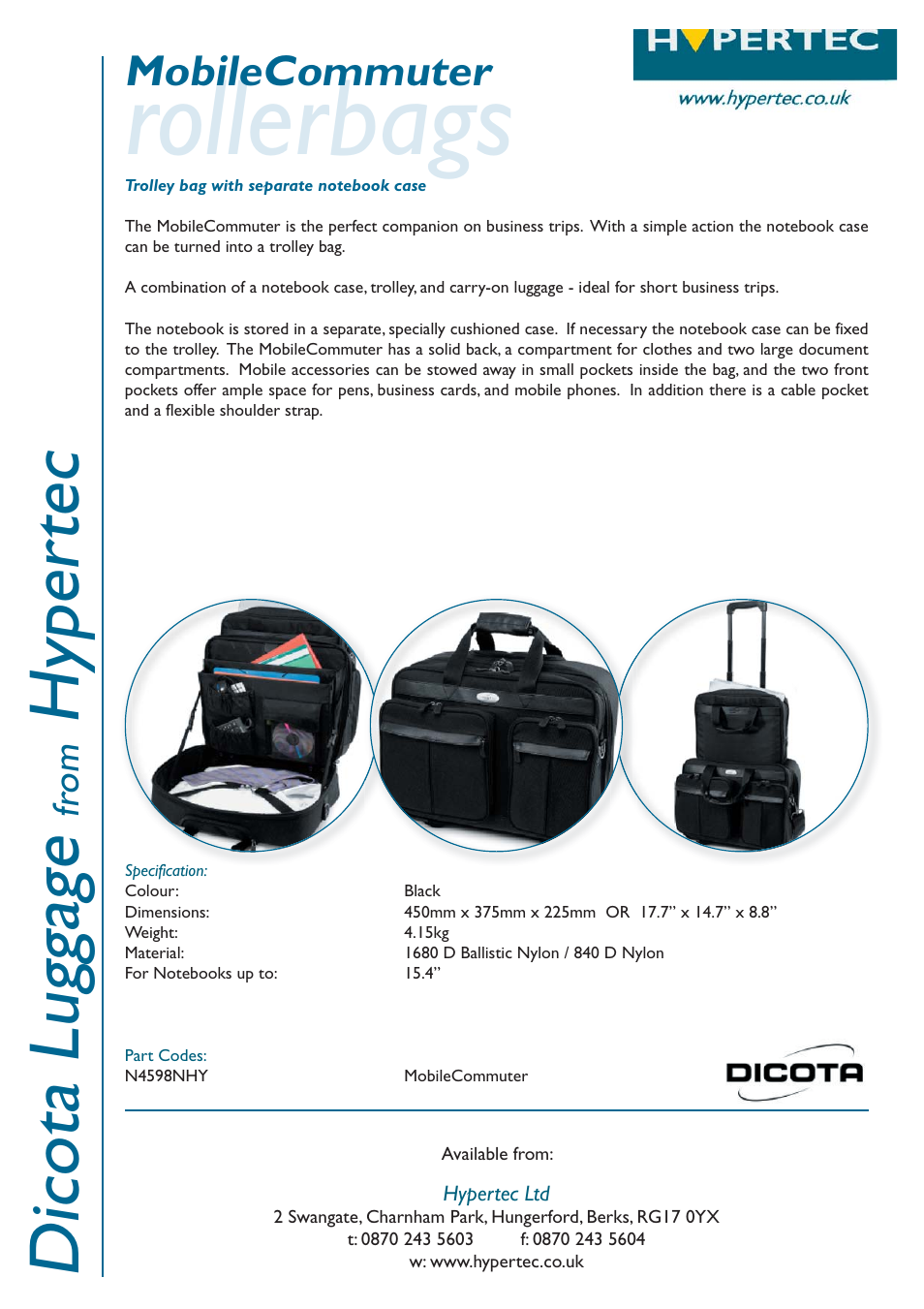 Hypertec MobileCommuter N4598NHY User Manual | 1 page
