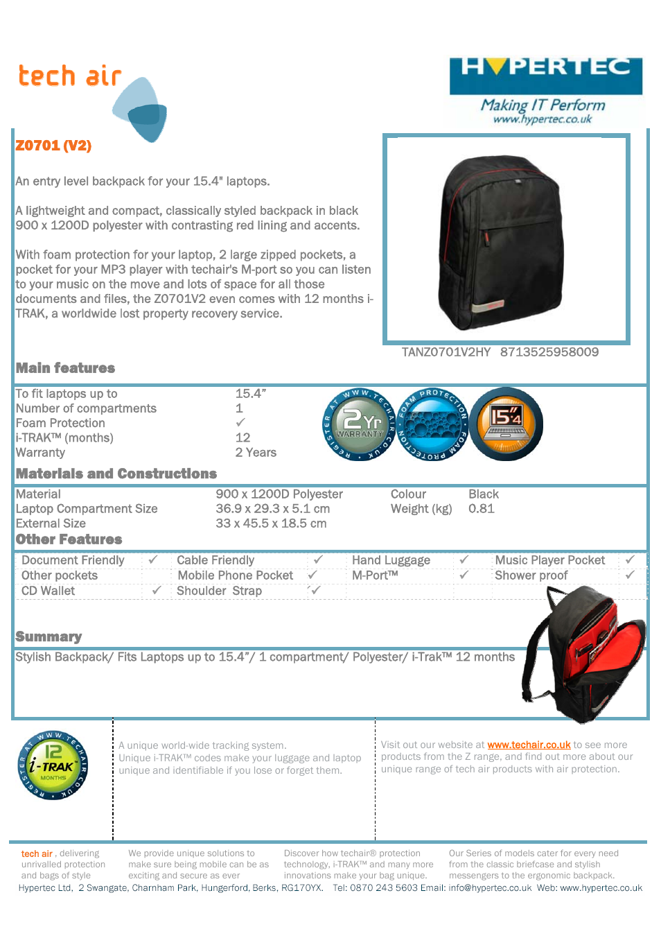 Hypertec Z0701 (V2) User Manual | 1 page