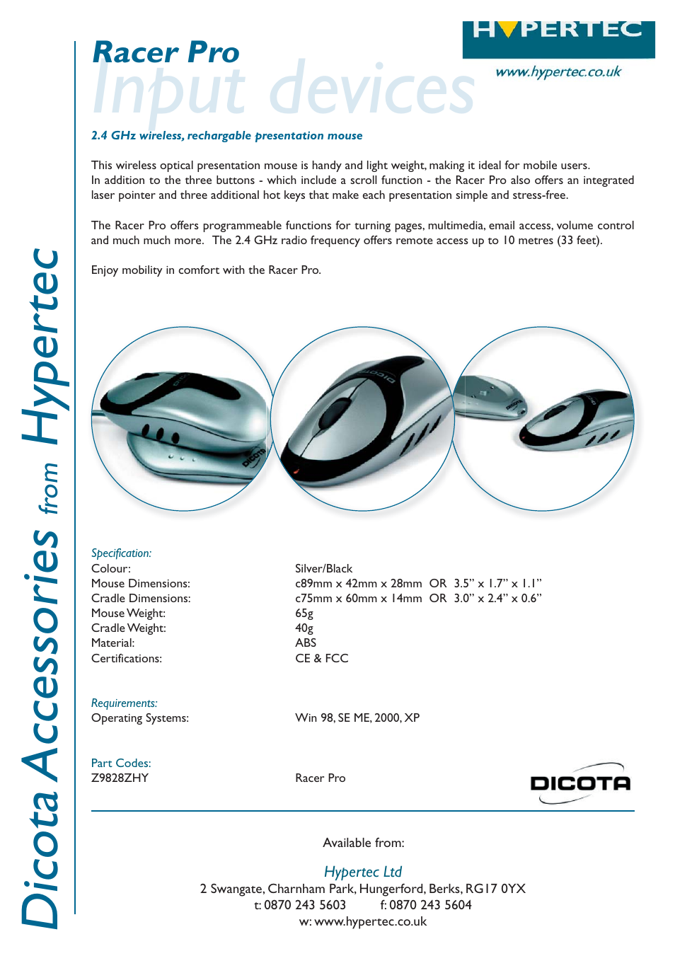 Hypertec Z9828ZHY User Manual | 1 page