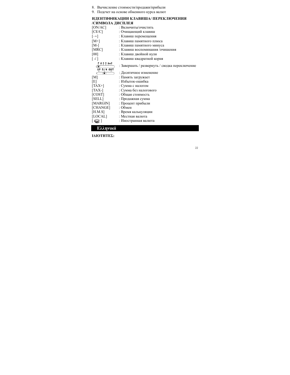 Ελληνικά | CITIZEN SDC-833A User Manual | Page 22 / 36