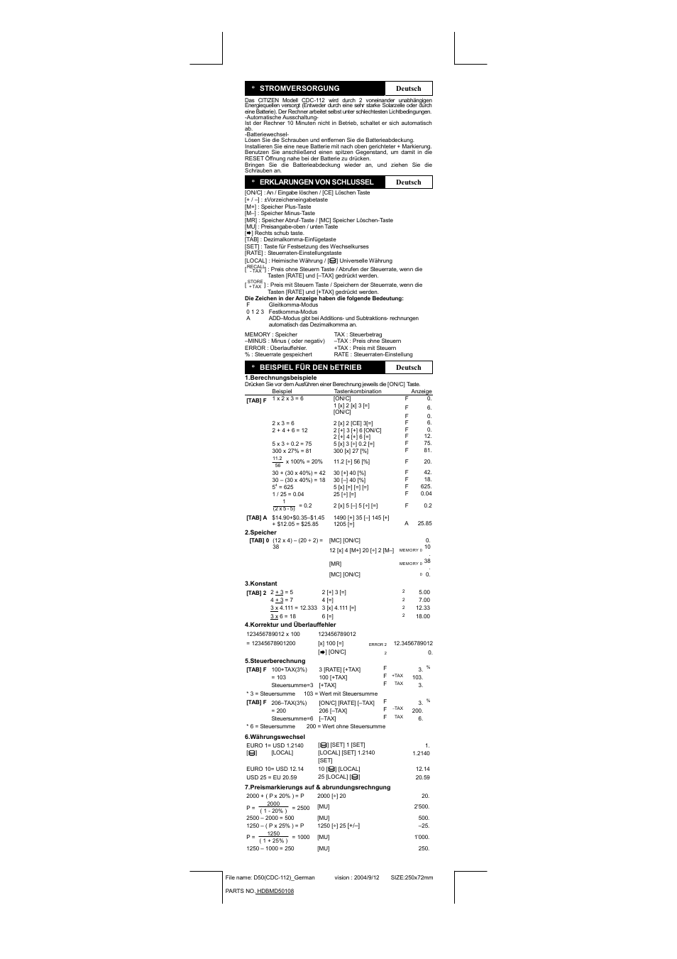 CITIZEN CDC-112 User Manual | Page 13 / 16