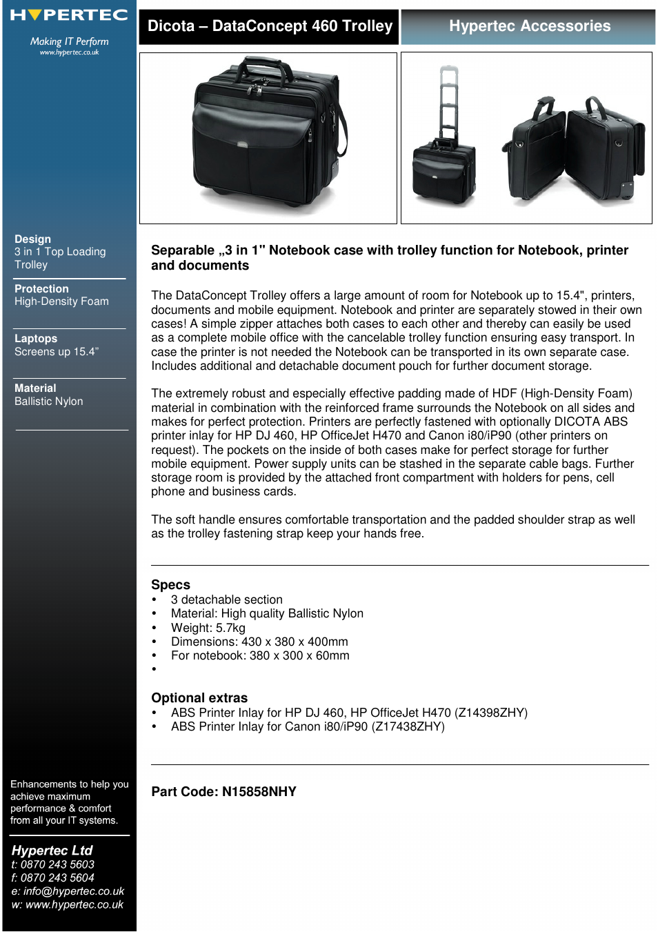 Hypertec N15858NHY User Manual | 1 page