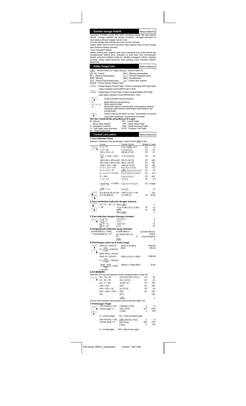 CITIZEN SDC-382II User Manual | Page 13 / 15