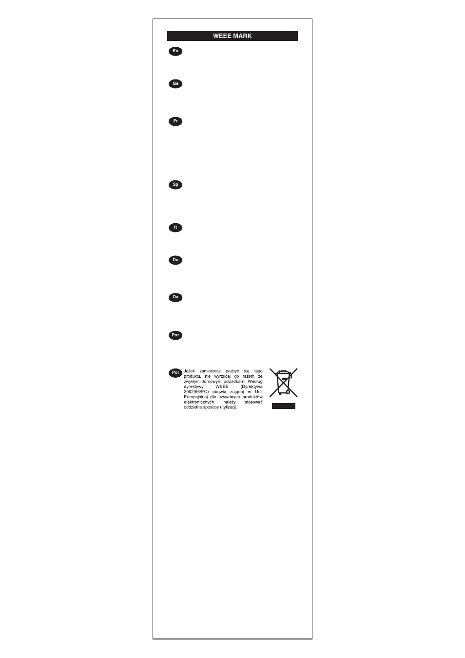 Weee mark | CITIZEN SDC-382II User Manual | Page 15 / 15