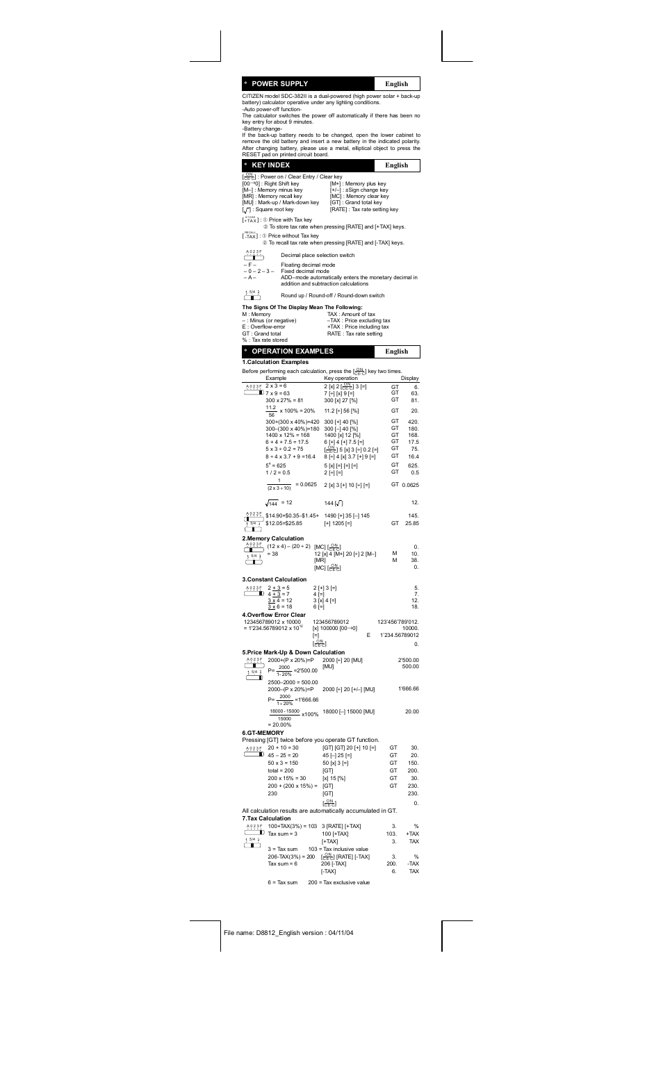 CITIZEN SDC-382II User Manual | Page 2 / 15