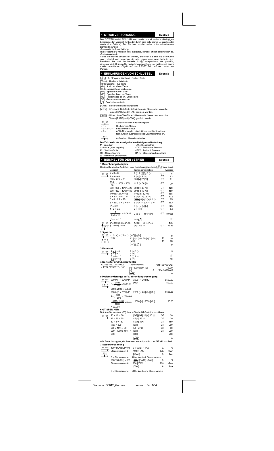 CITIZEN SDC-382II User Manual | Page 6 / 15