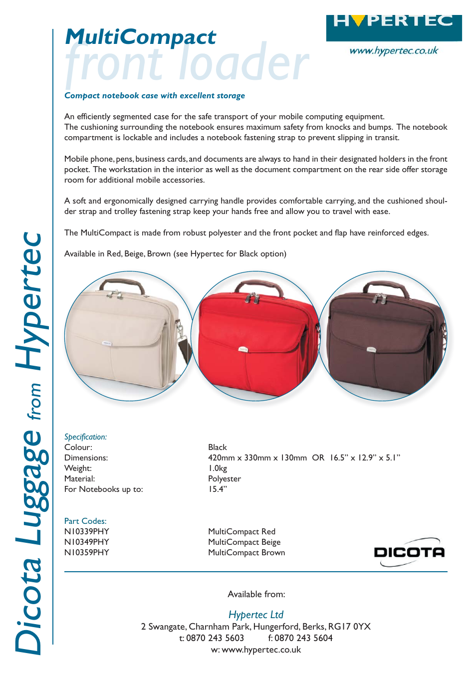Hypertec N10339PHY User Manual | 1 page