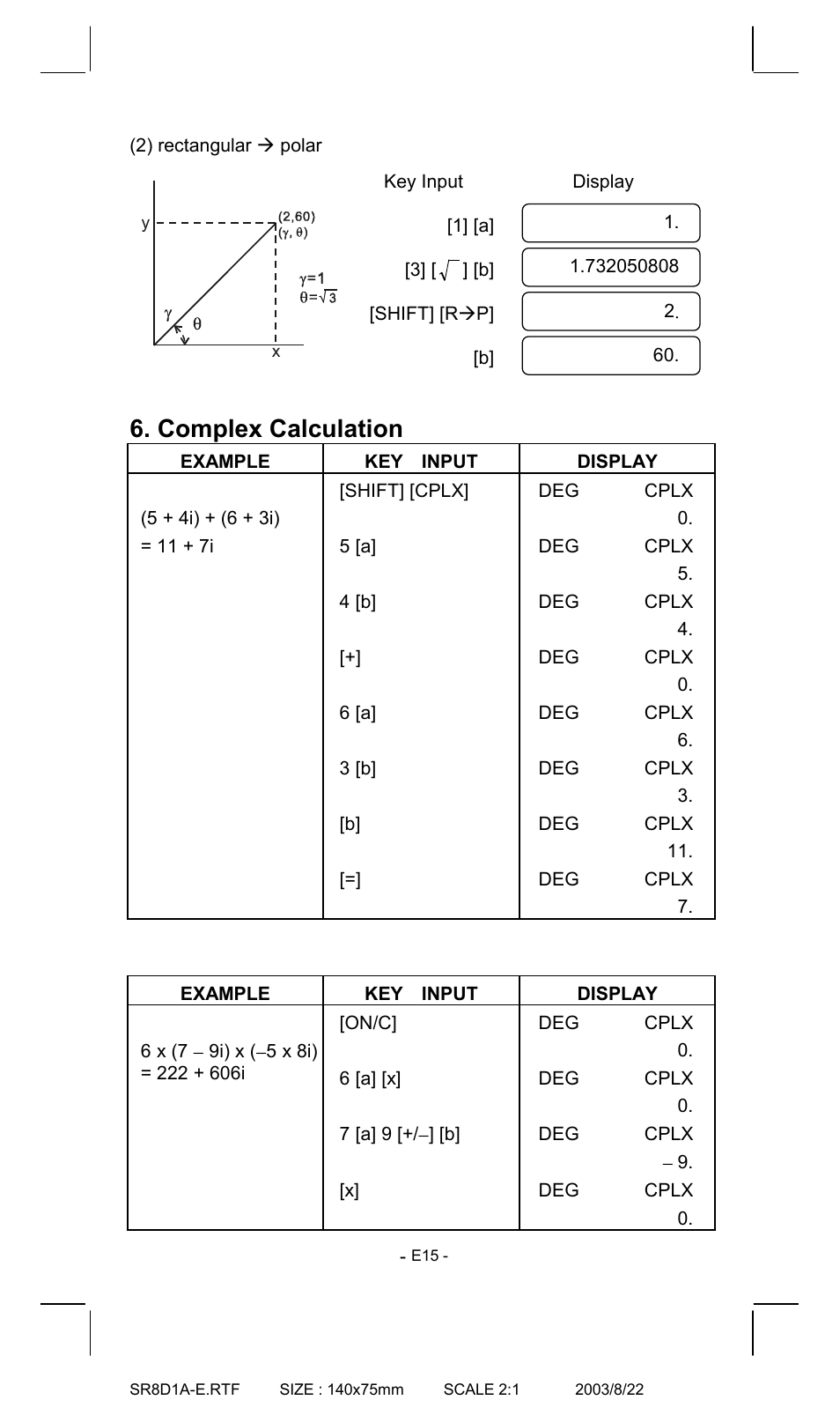 Complex calculation | CITIZEN SR-135T User Manual | Page 15 / 18