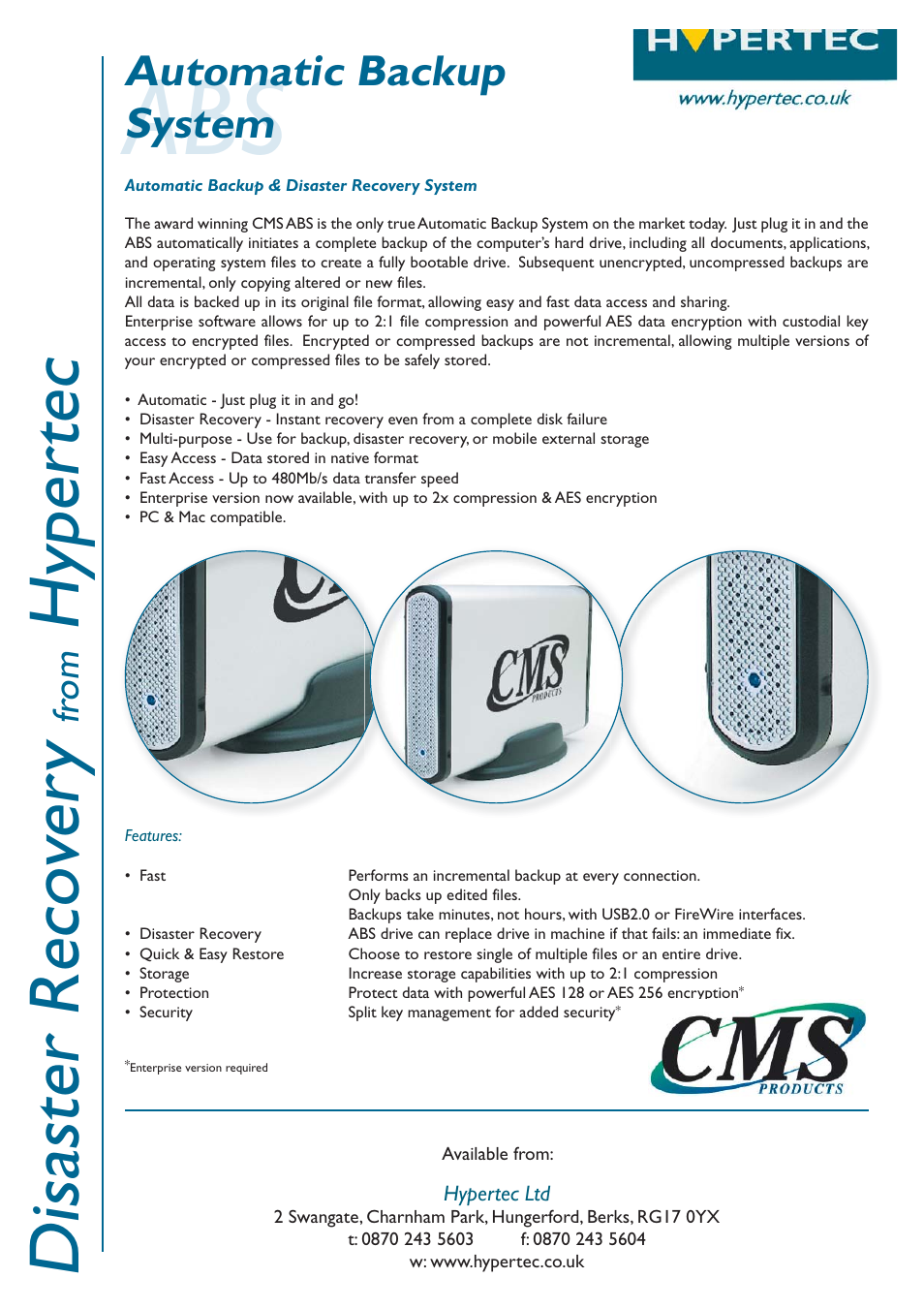 Hypertec Automatic Backup System CMS ABS User Manual | 2 pages