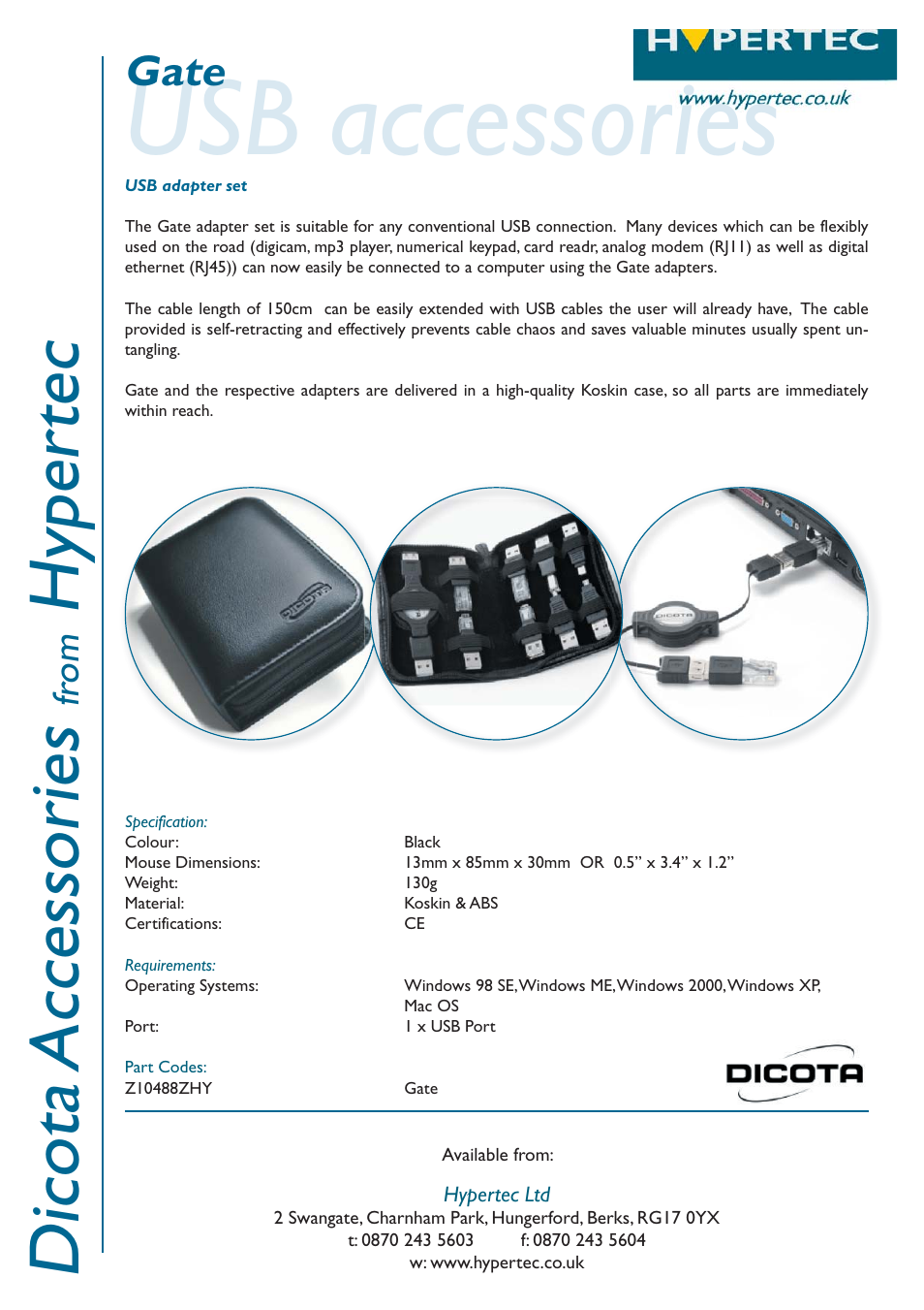 Hypertec Dicota Z10488ZHY User Manual | 1 page