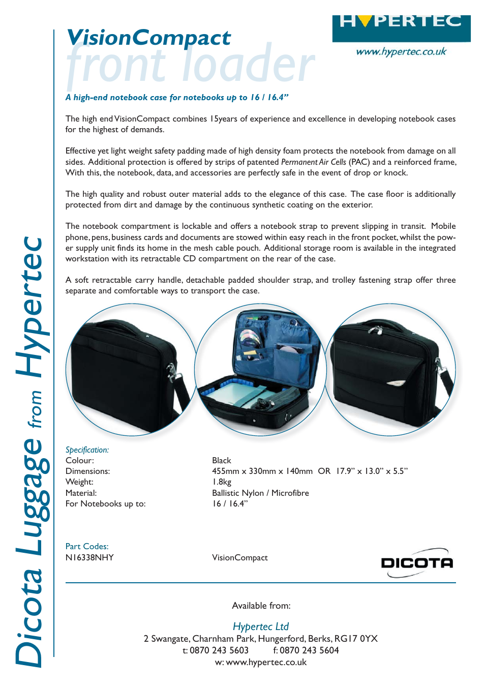 Hypertec VisionCompact N16338NHY User Manual | 1 page