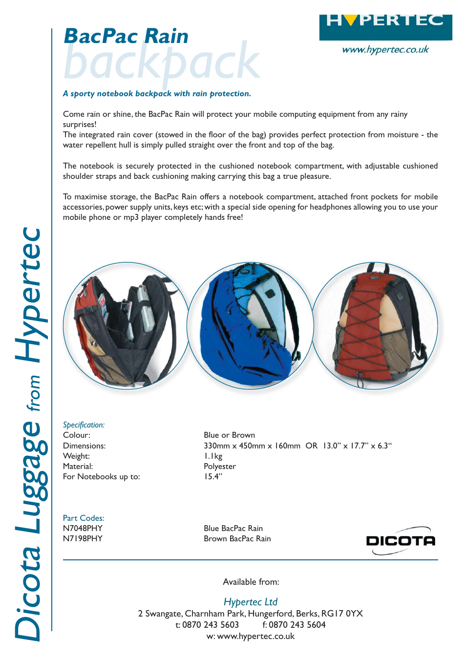 Hypertec N7198PHY User Manual | 1 page