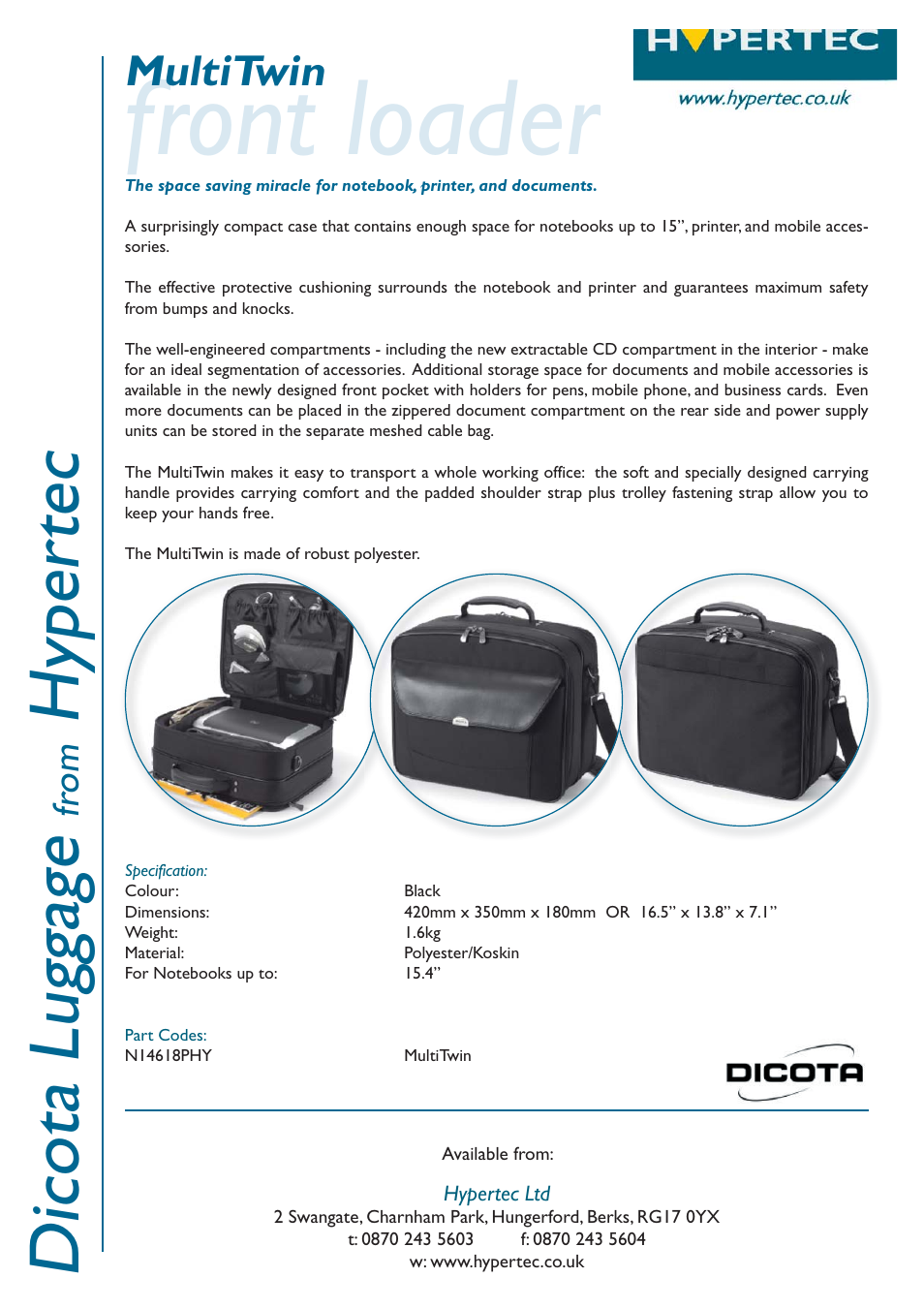 Hypertec MultiTwin N14618PHY User Manual | 1 page