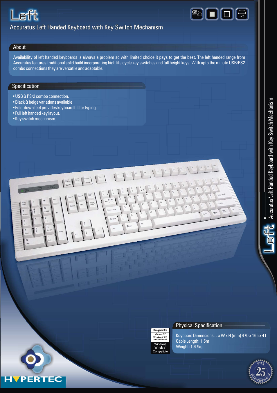 Hypertec HKBLEFTCWHST User Manual | 1 page