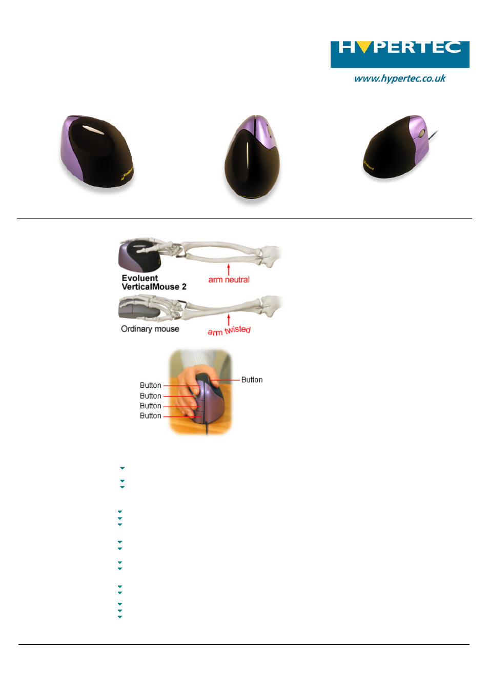Hypertec Vertical Mouse User Manual | 1 page
