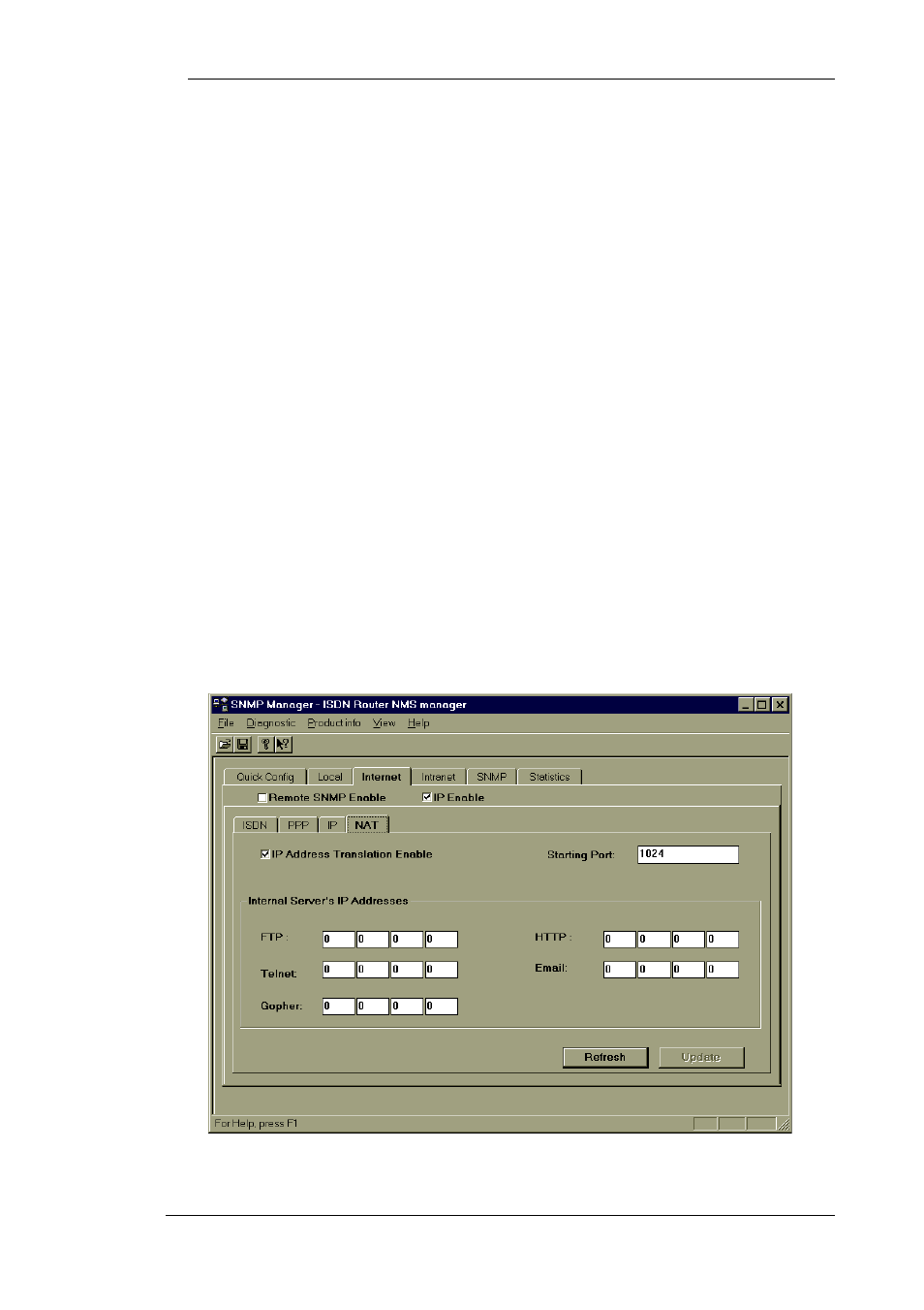 Ip mask of remote ethernet, Local end ip address of isdn line, Remote end ip address of isdn line | Ip mask of isdn line, Internet nat sub-menu | Hypertec ISDN 10T Router User Manual | Page 50 / 74