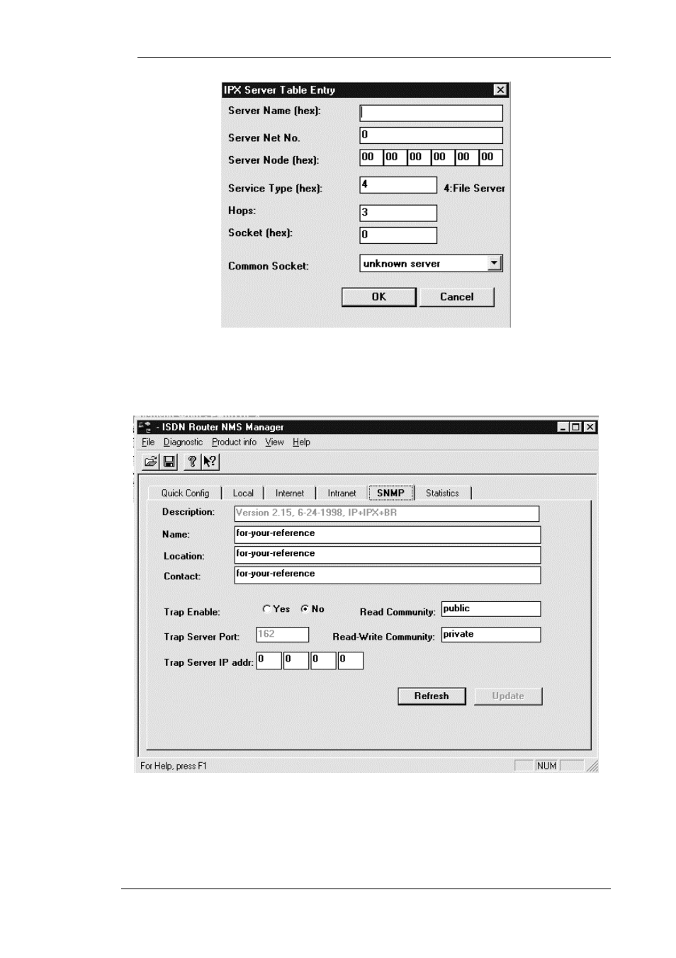 Snmp menu | Hypertec ISDN 10T Router User Manual | Page 59 / 74