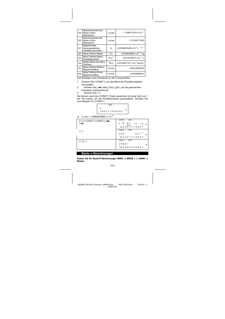 Basis–n berechnungen | CITIZEN SR-281N User Manual | Page 125 / 339