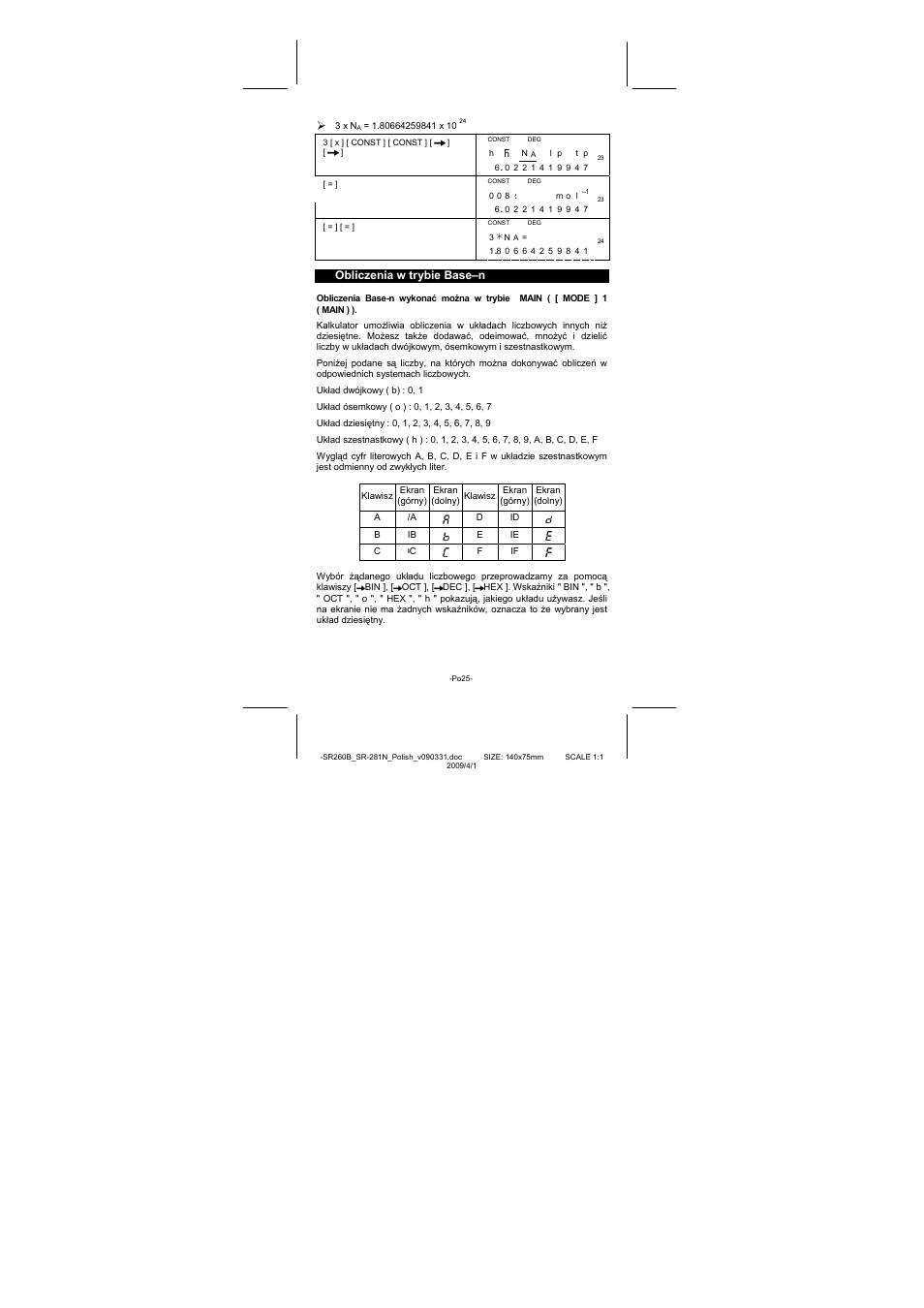 Obliczenia w trybie base–n | CITIZEN SR-281N User Manual | Page 328 / 339