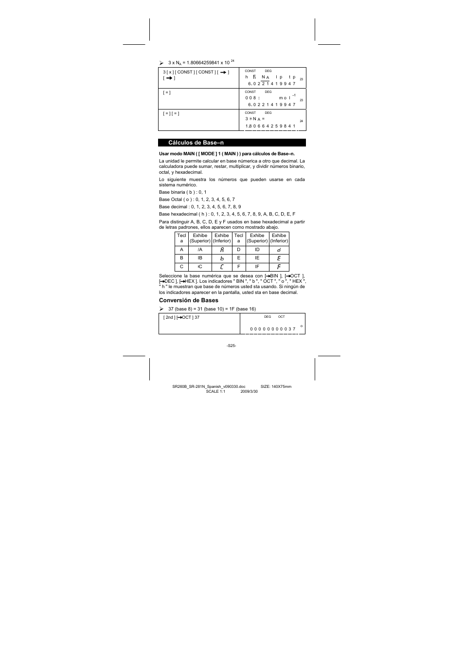 Cálculos de base–n, Conversión de bases | CITIZEN SR-281N User Manual | Page 59 / 339