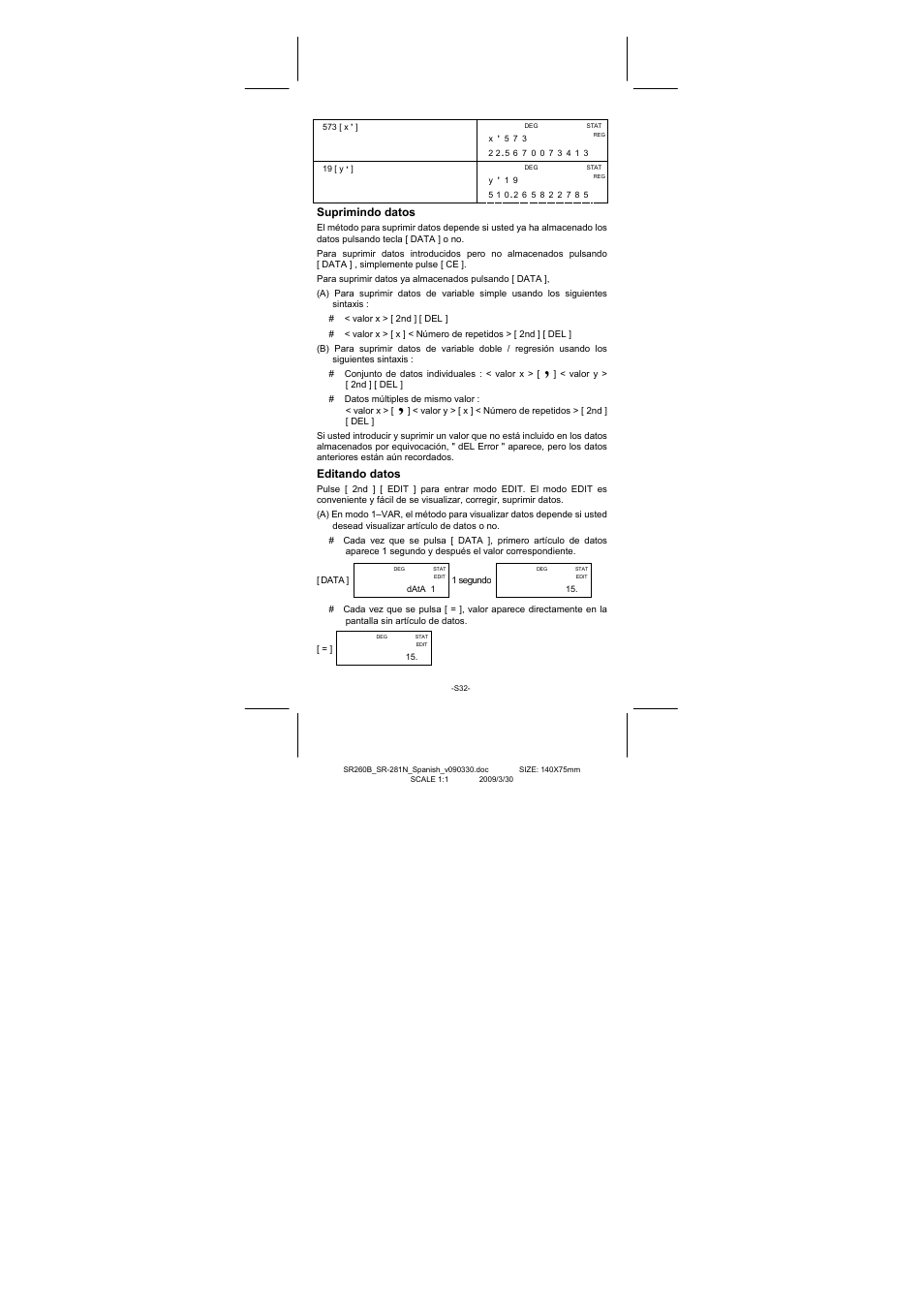 Suprimindo datos, Editando datos | CITIZEN SR-281N User Manual | Page 66 / 339