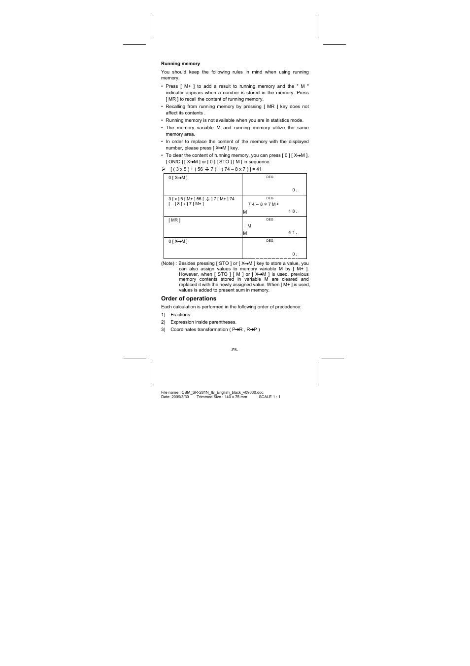 Order of operations | CITIZEN SR-281N User Manual | Page 7 / 339