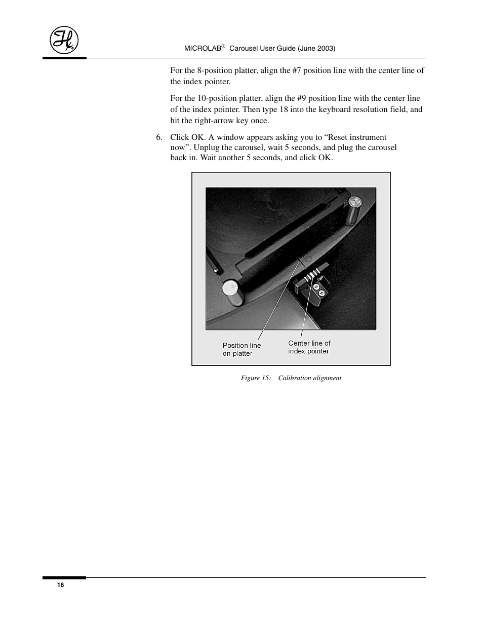 Figure 15: calibration alignment | Hamilton Electronics MICROLAB 8534-01 User Manual | Page 18 / 33