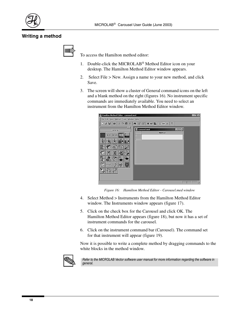 Writing a method | Hamilton Electronics MICROLAB 8534-01 User Manual | Page 20 / 33