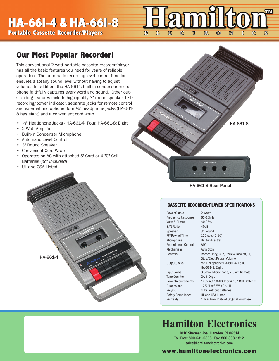 Hamilton Electronics HA-661-8 User Manual | 1 page