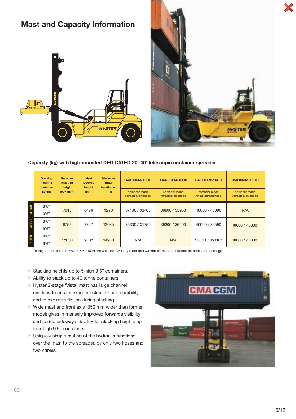 Mast and capacity information | Hyster H40.00-50.00XM-16CH User Manual | Page 6 / 12