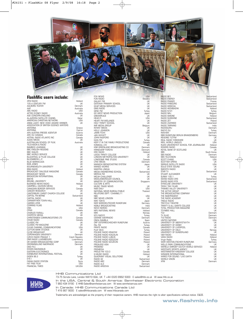 Flashmic users include | HHB comm FlashMic DRM85-C User Manual | Page 2 / 2