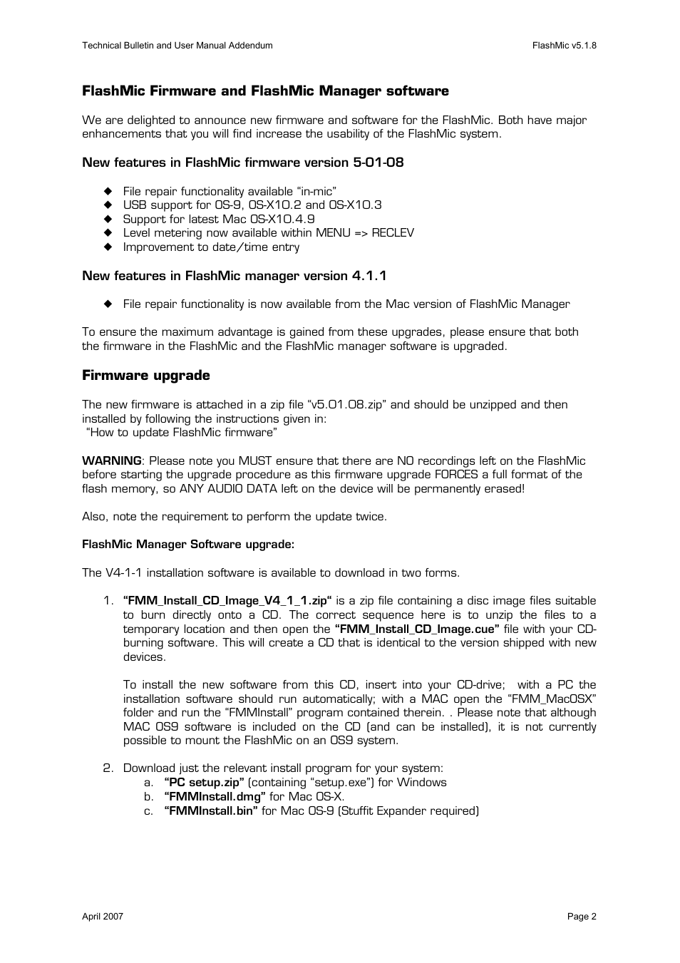Flashmic firmware and flashmic manager software, Firmware upgrade, Flashmic manager sofware upgrade | HHB comm DRM85 User Manual | Page 47 / 49
