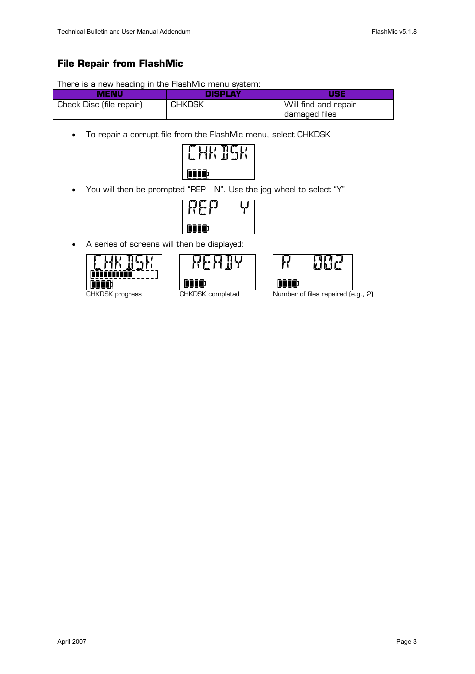 File repair from flashmic | HHB comm DRM85 User Manual | Page 48 / 49