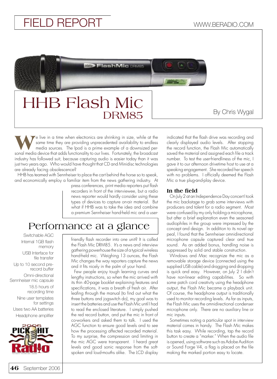 HHB comm FlashMic DRM85 User Manual | 2 pages