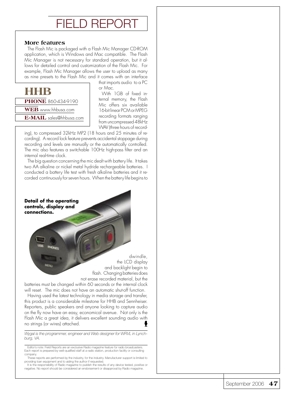 Field report | HHB comm FlashMic DRM85 User Manual | Page 2 / 2