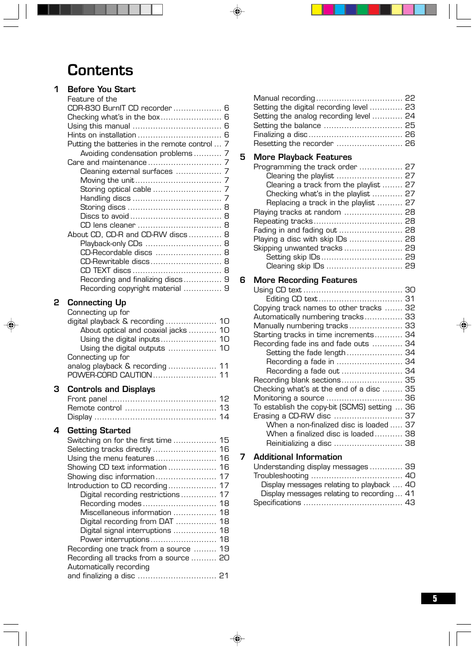 HHB comm PERSONAL COMPACT DISC RECORDER CDR 830 User Manual | Page 5 / 50