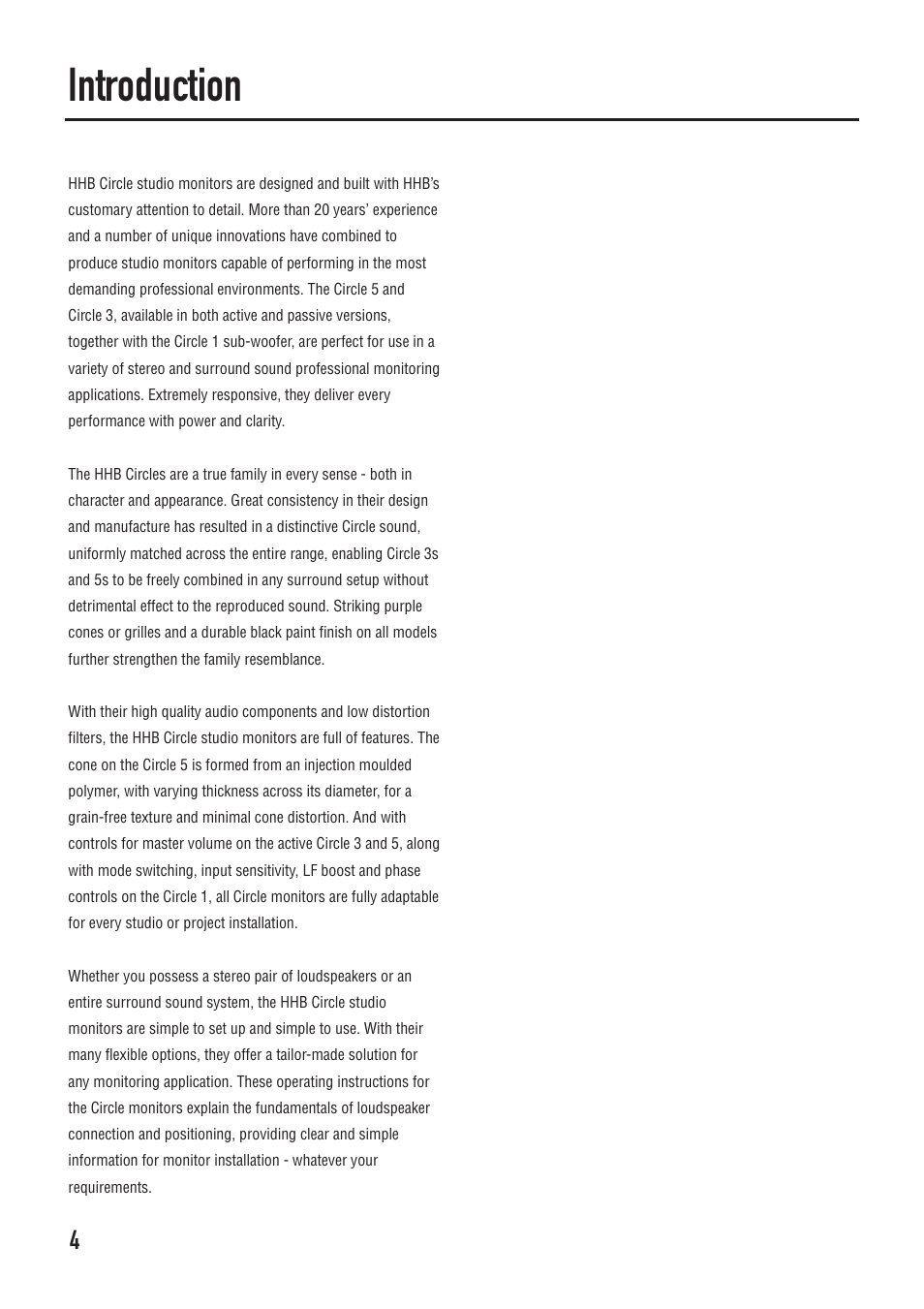 Introduction | HHB comm CIRCLE SERIES User Manual | Page 4 / 16