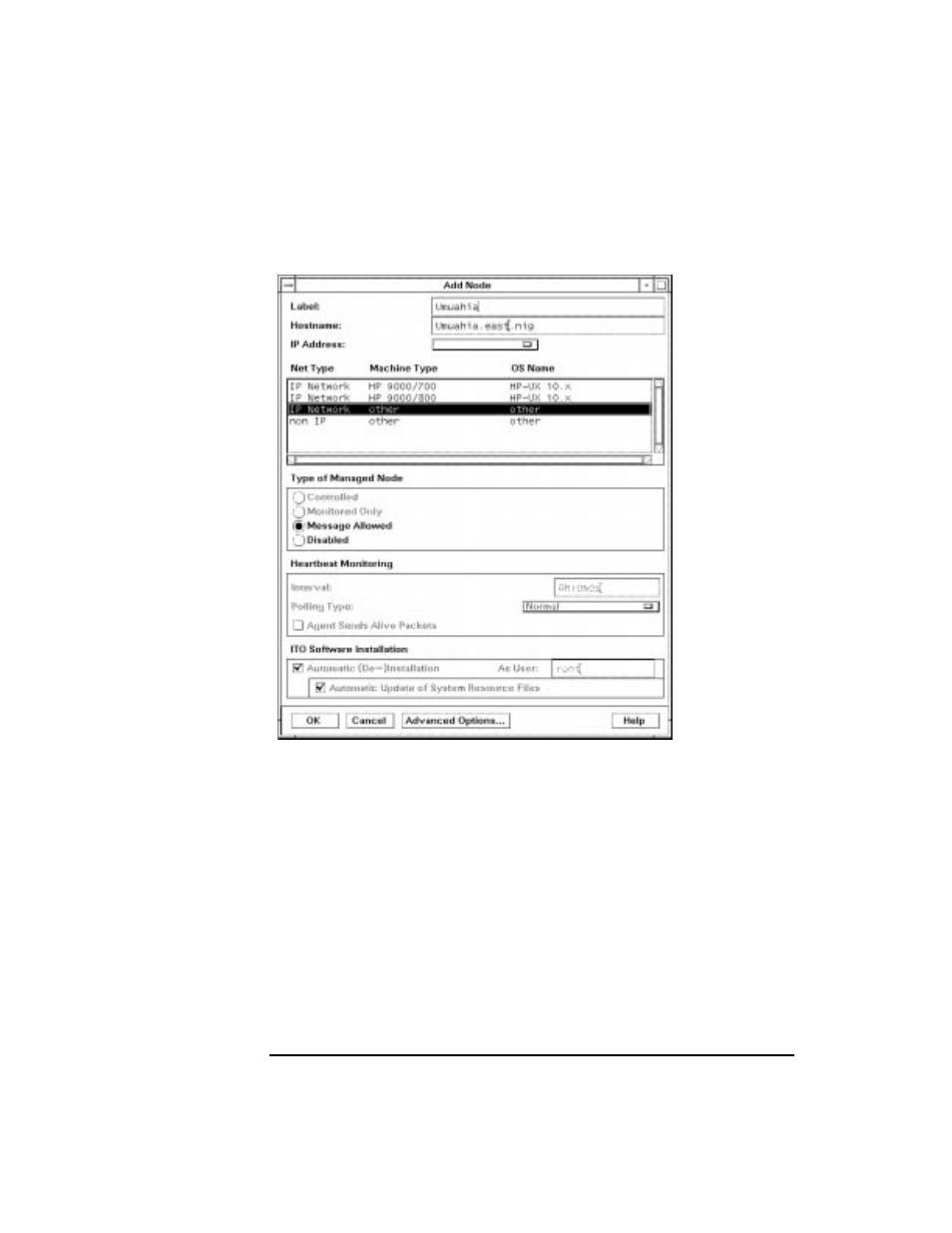 Figure 4-1 adding a managed node to the node bank | HP UX B6941-90001 User Manual | Page 166 / 548