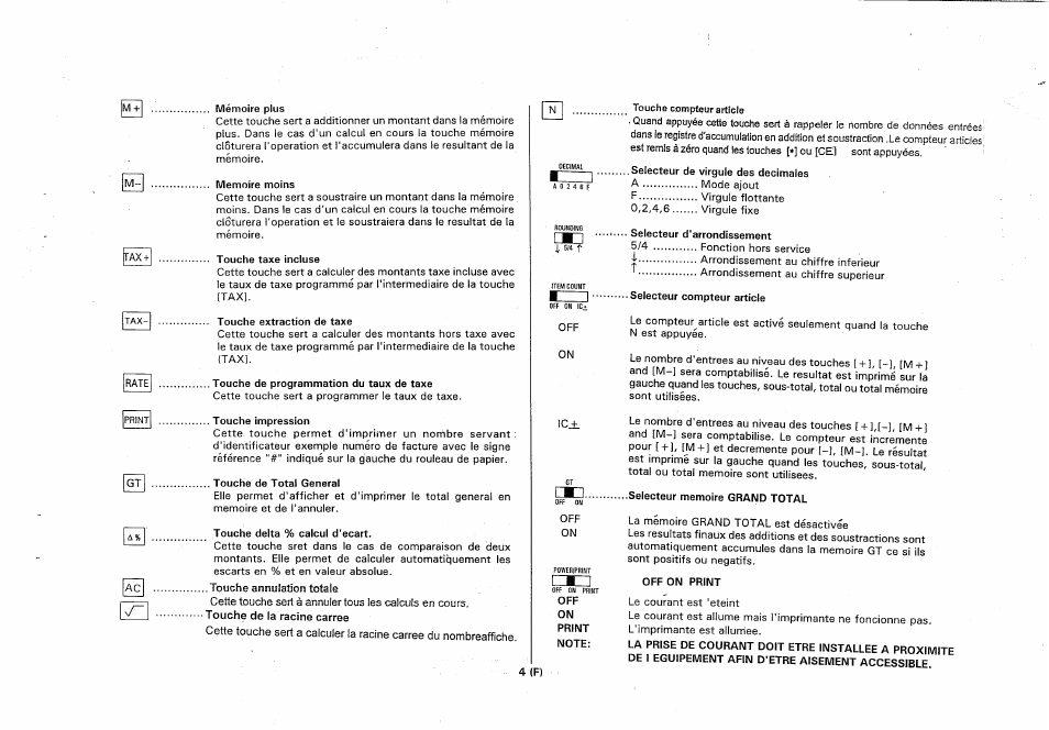 Touche de la racine carree | CITIZEN 355DPIII User Manual | Page 6 / 33
