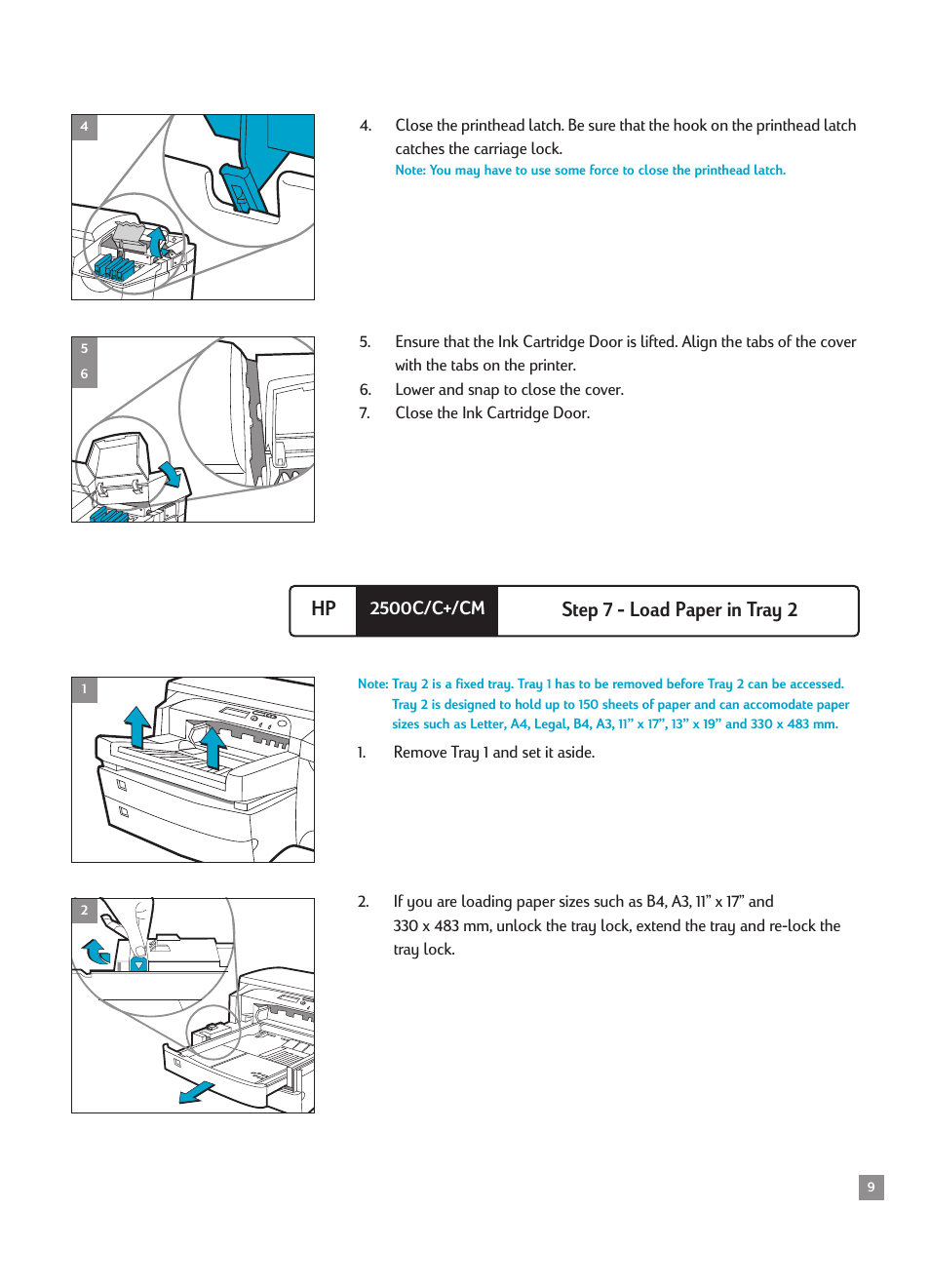 Step 7 - load paper in tray 2, Hp step 7 - load paper in tray 2 | HP 2500CMHP User Manual | Page 13 / 66