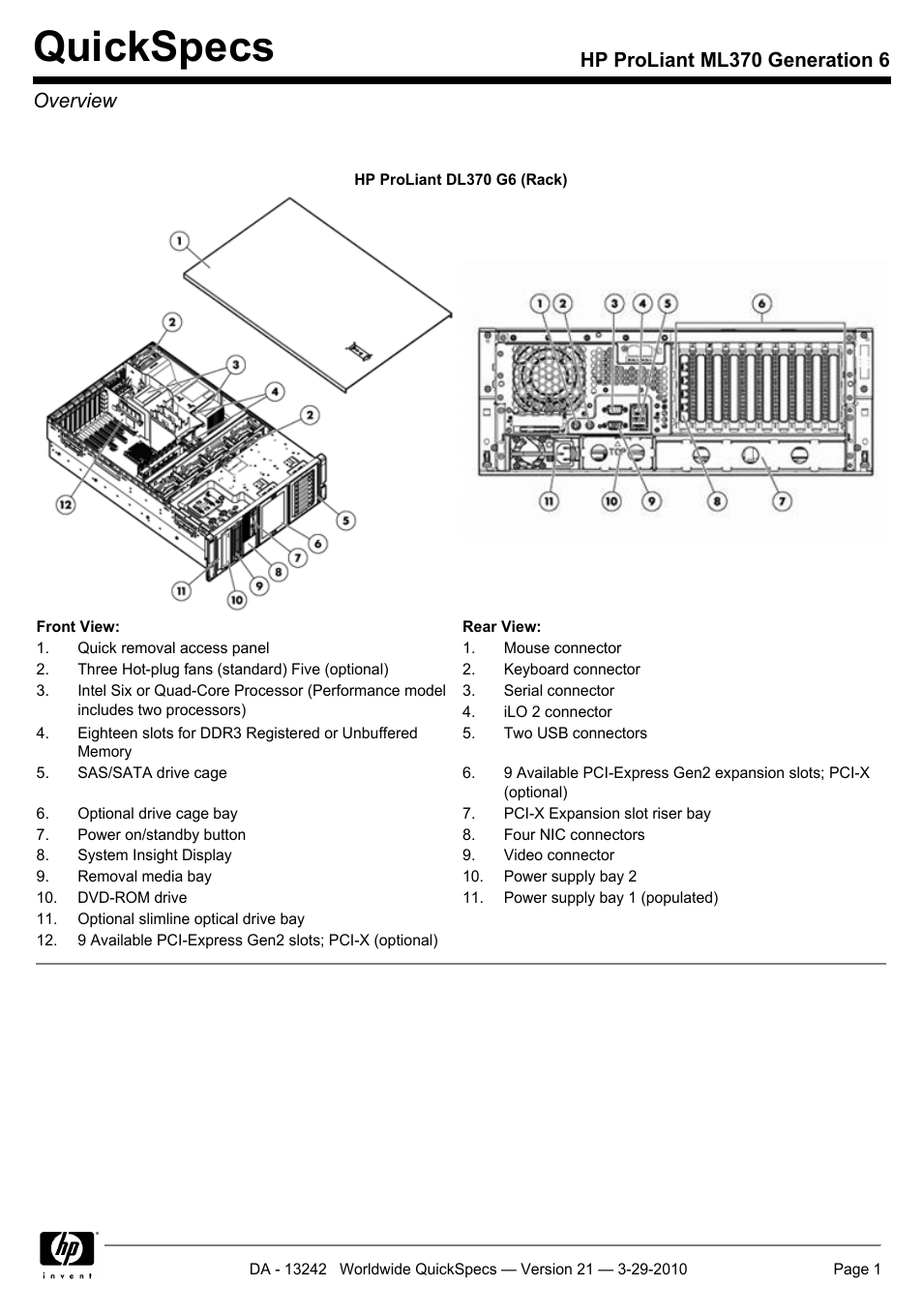 HP ProLiant ML370 User Manual | 50 pages